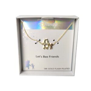 Disney 14K Gold Flash Plated Winnie The Pooh 18 inch Lets Bee Friends Necklace